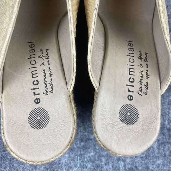 Eric Michaels Shoe Women Beige Collette Slip On Comfort Wedge Heels Mules Clogs - Picture 6 of 7